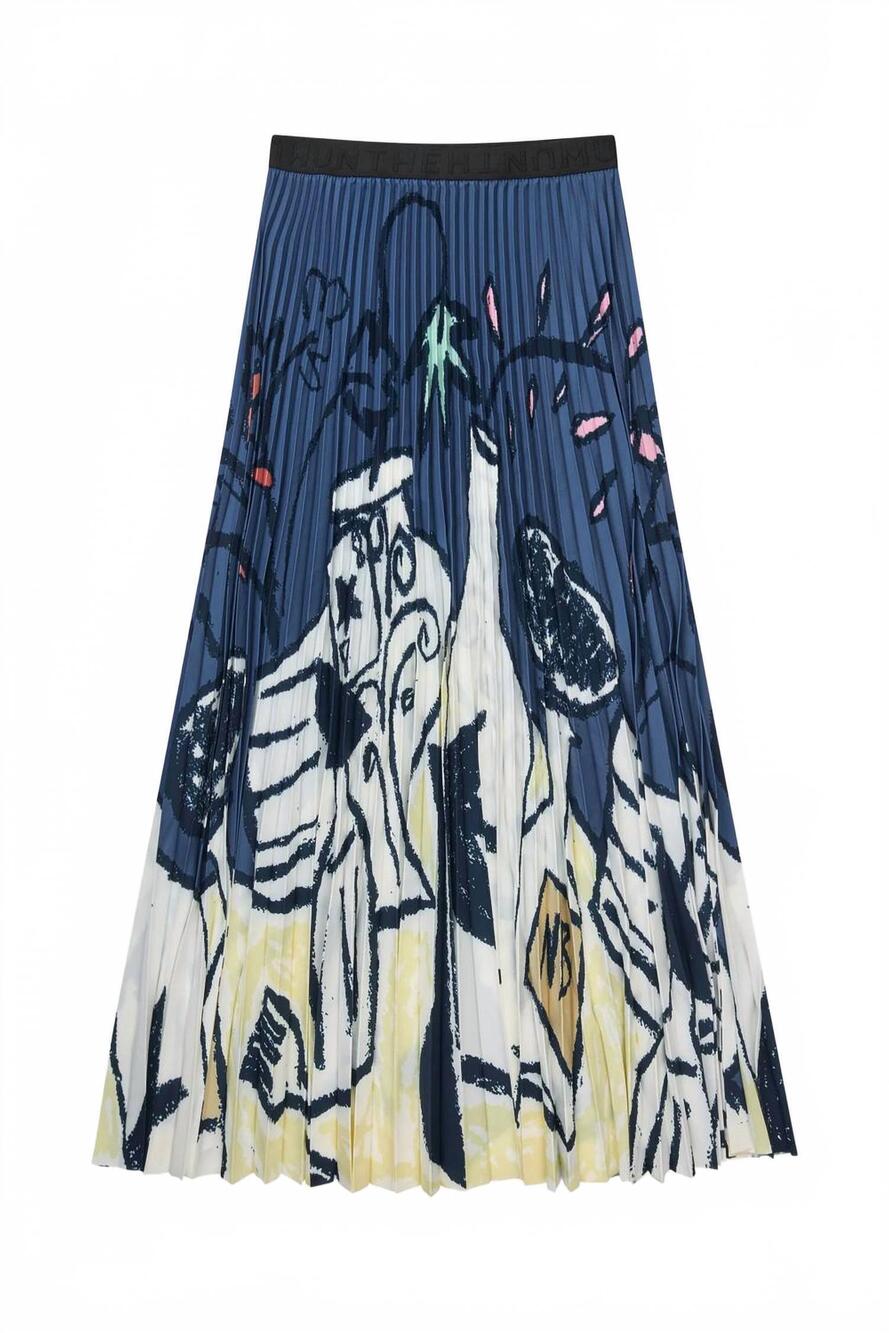 NEW MUNTHE women's charming skirt in blue print